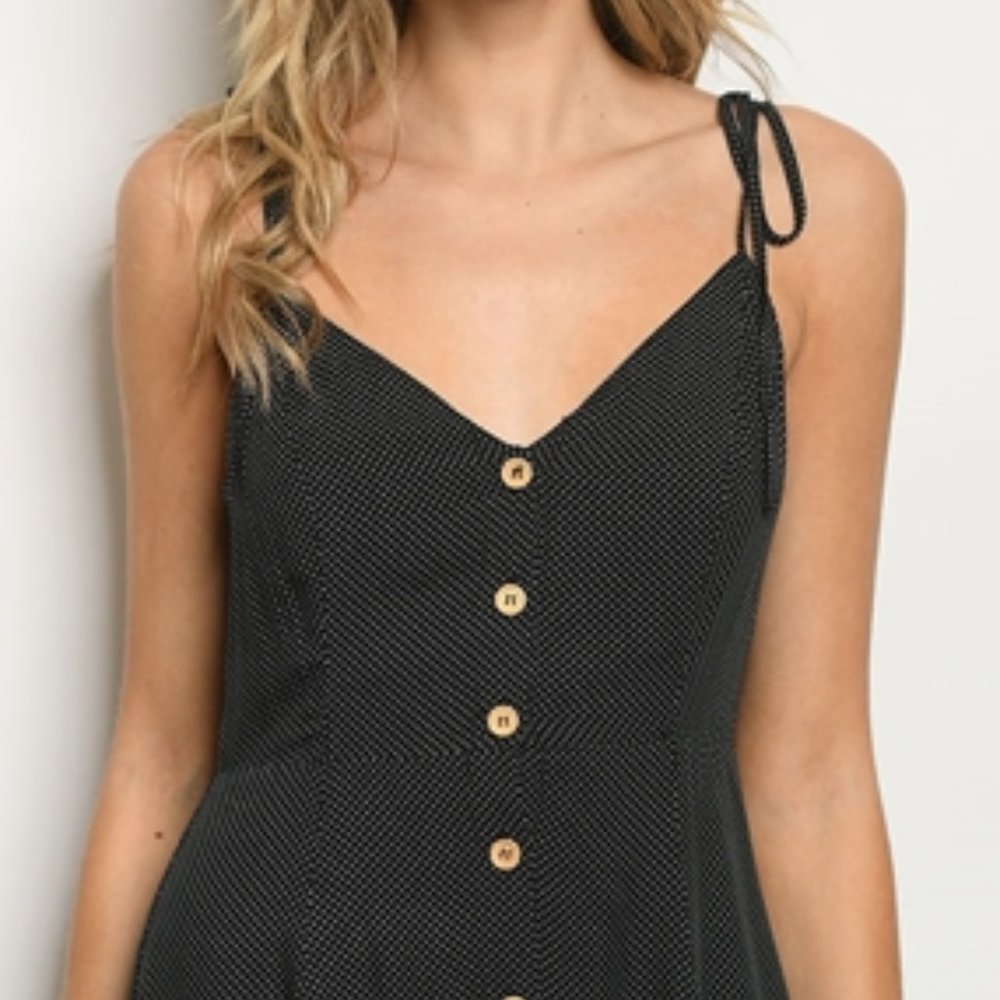 #23 GIRLY & FLIRTY LITTLE BLACK DOTTED DRESS - Picture 2 of 8